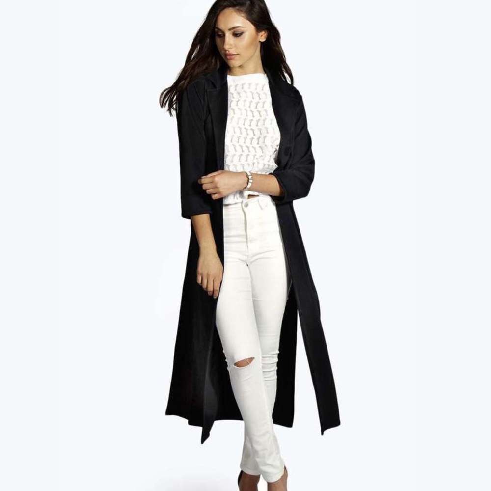 Boohoo Black Maxi Duster with Side Slits